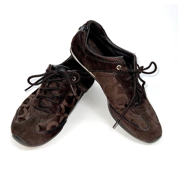 NEW Coach Kelbie sneakers size 8 brown lace up - Picture 1 of 5